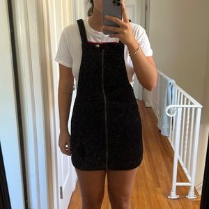 FOREVER 21 BLACK CORDUROY OVERALL ZIP UP MINI DRESS SIZE SMALL